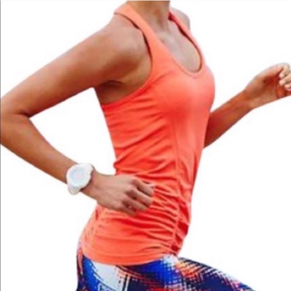 Athleta fastest track ruched tank top in neon orange. Size M - Picture 2 of 7